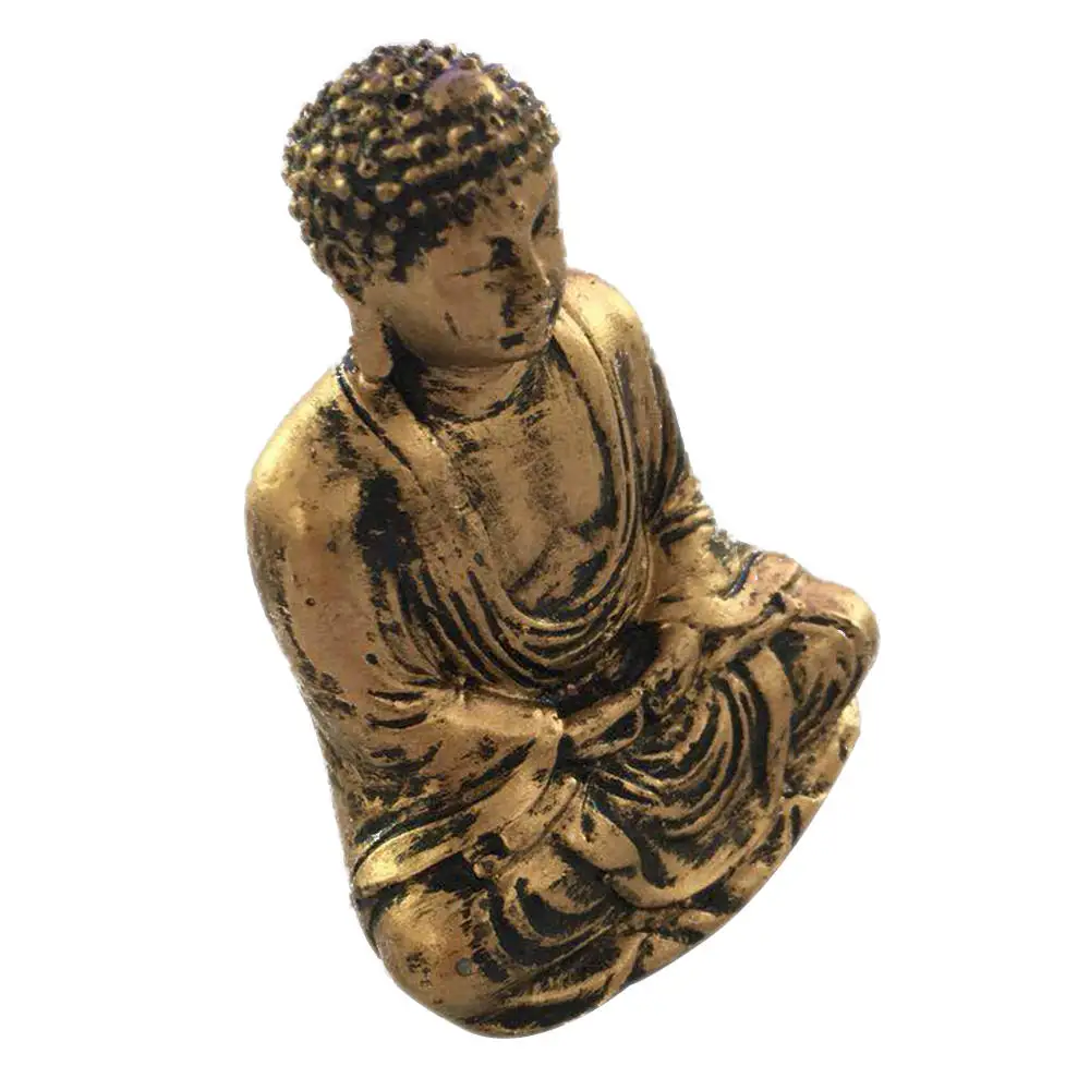 Китайская винтажная скульптура Будды миниатюрная из смолы золотого и
