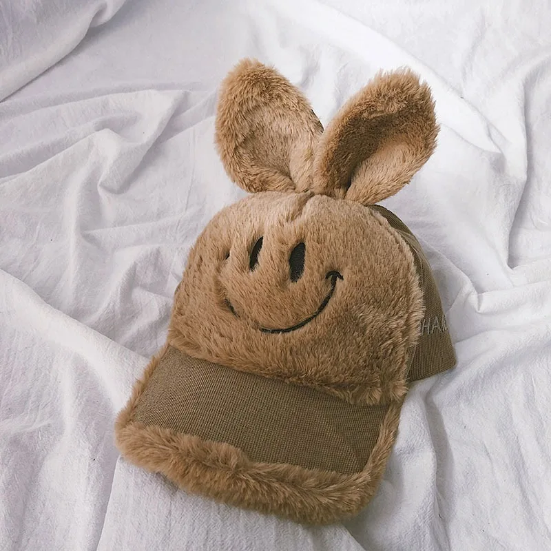 Smile Coffee Утепленная одежда зимняя бейсболка, кепка для защиты от солнца Шапки Для детей Кепки для маленьких мальчиков и девочек, для малышей из искусственного меха, бархатный, вельветовый шляпа Кепки s S9833 - Цвет: Smile Coffee