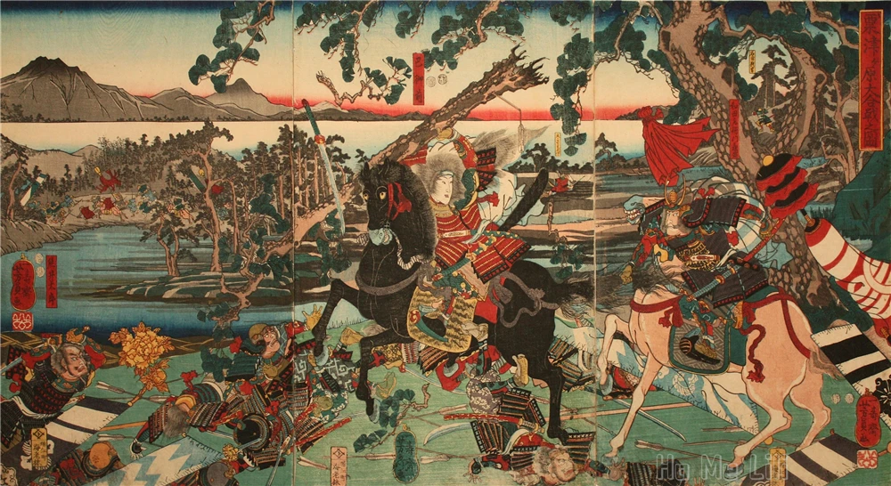 Tapiz de samur&aacute;i de leyenda japonesa para decoraci&oacute;n del hogar, arte para interiores-2