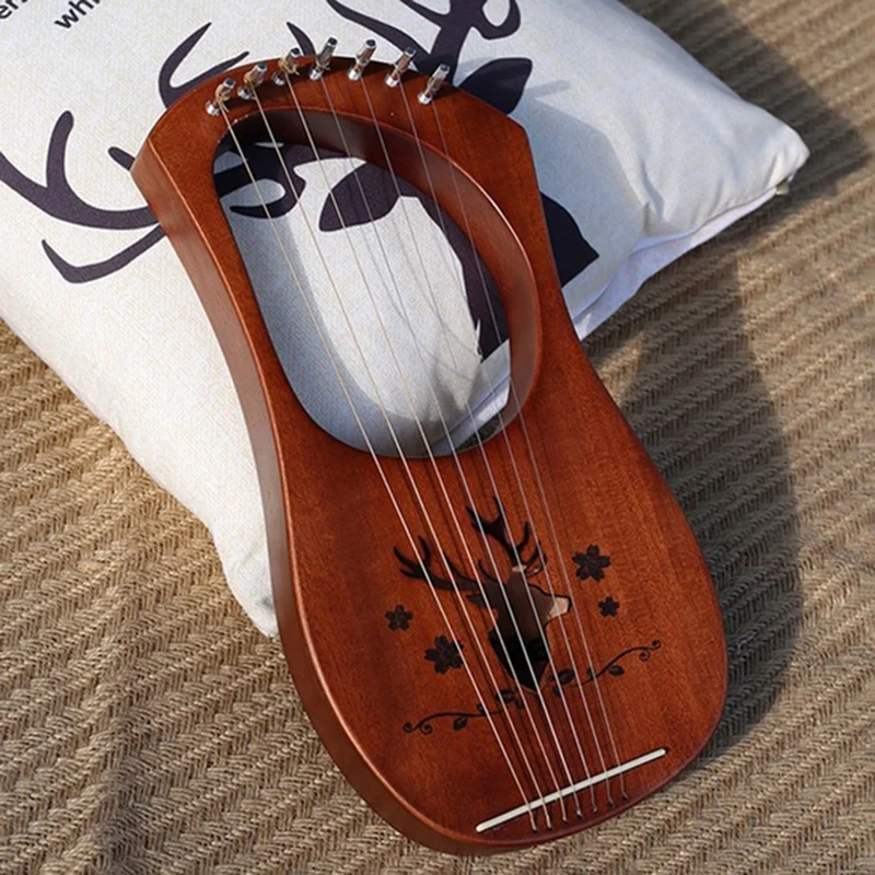 7-String Lyre Harp Mahogany Solid Wooden Metal Strings Stringed Instruments | Спорт и развлечения