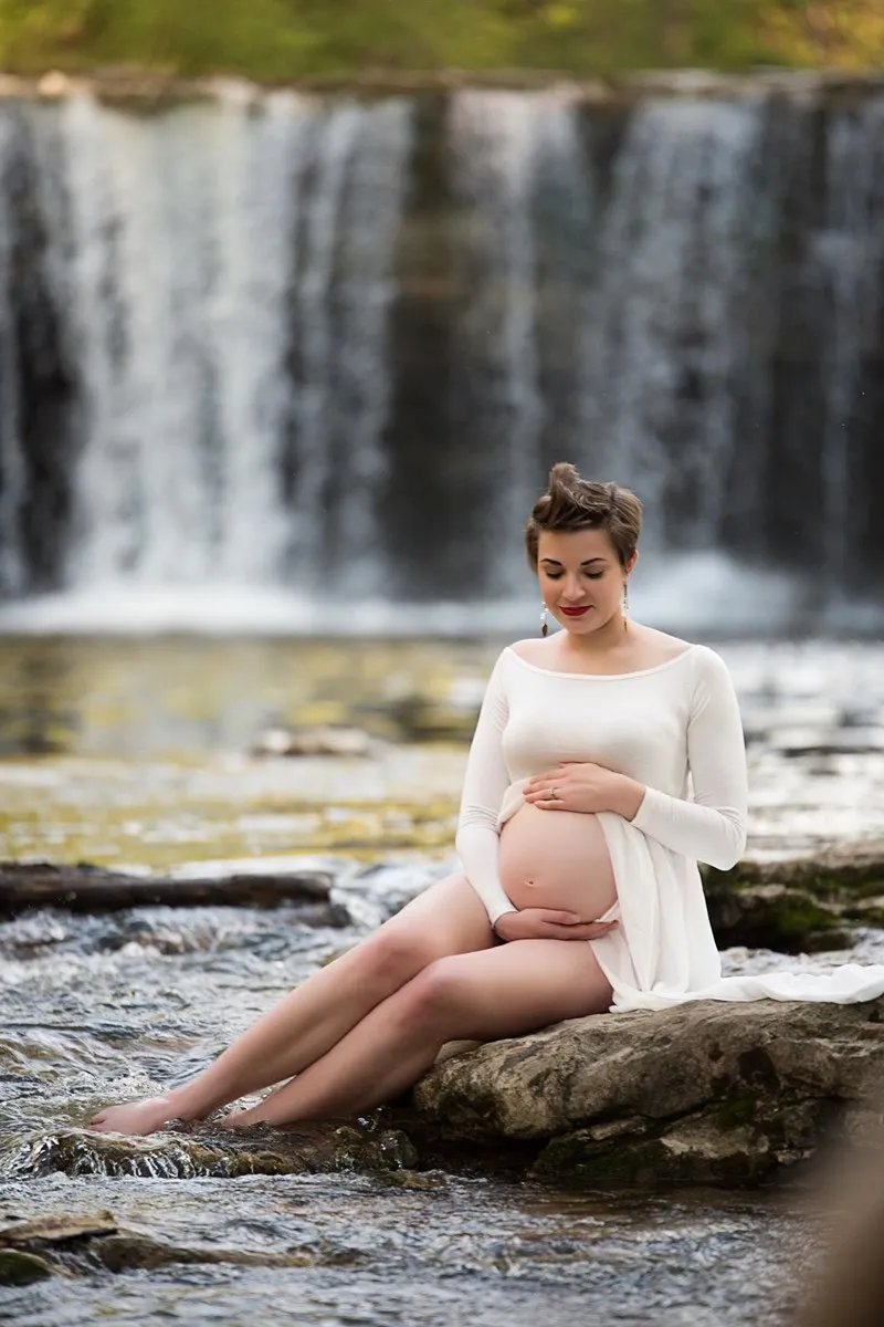 Женское шифоновое длинное платье с разрезом Открытое макси для беременных