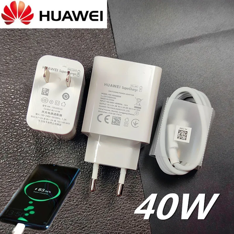 Оригинальный Huawei 40W зарядное устройство P30 Pro Быстрая зарядка 5A Supercharge Кабель с