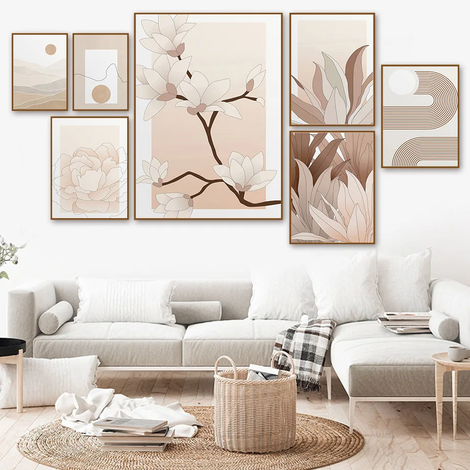 Абстрактный Солнечный цветок ветка линии моды стены искусства холст картина