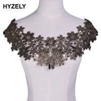 gold floral embroidered applique lace neckline collar diy applications for clothes wedding dress supply