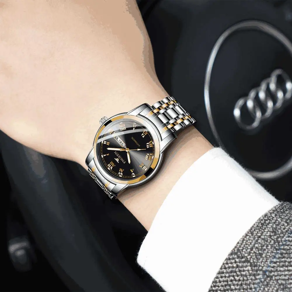 

2020 FNGEEN Watches Men Stainless Steel Watch Business Luxury Male Clock Men's Waterproof Quartz With Date Wristwatch Clock
