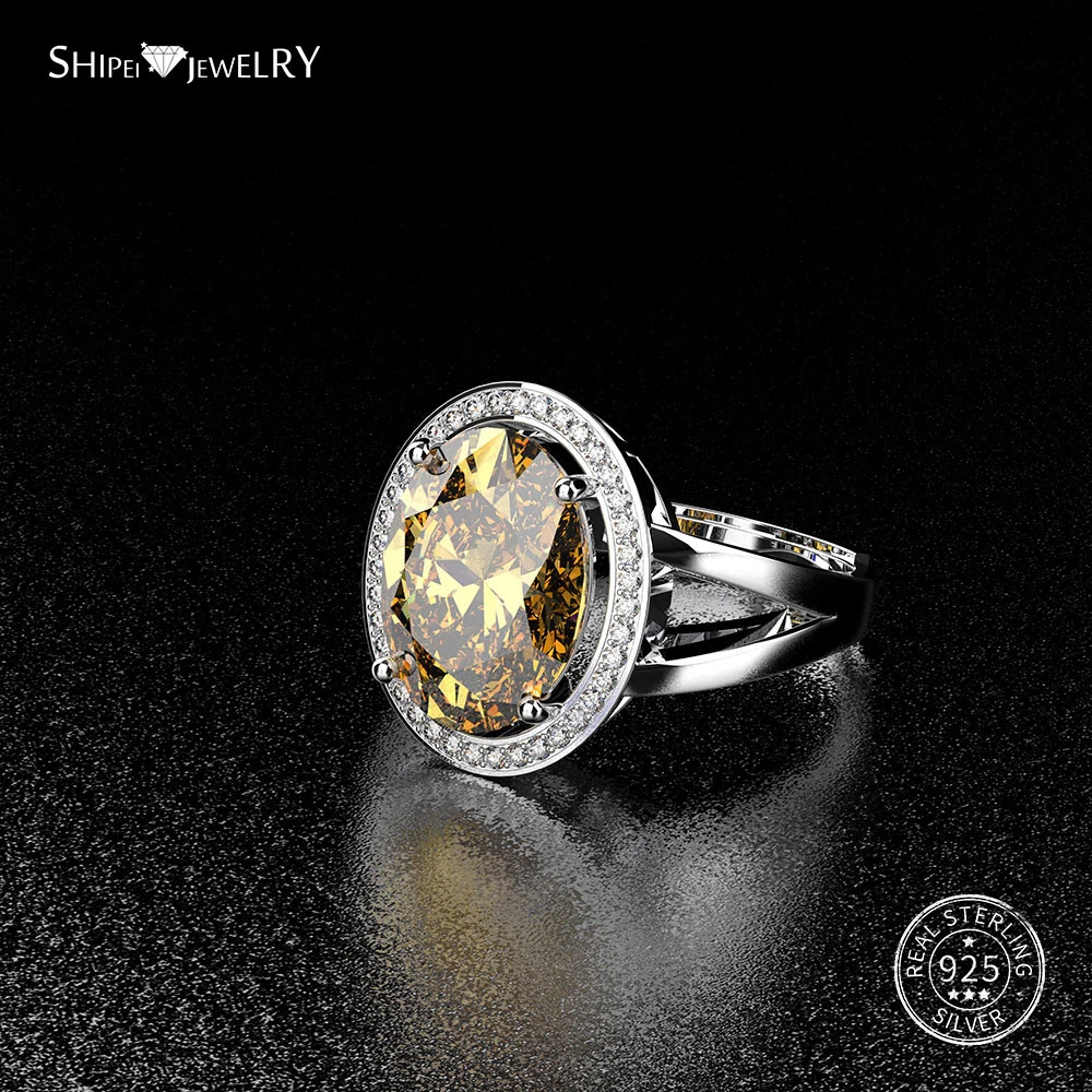 

Shipei 100% 925 Sterling Silver Fine Jewelry Sapphire Emerald Ruby Oval Engagement Promise Ring for Women Anniversary Gift