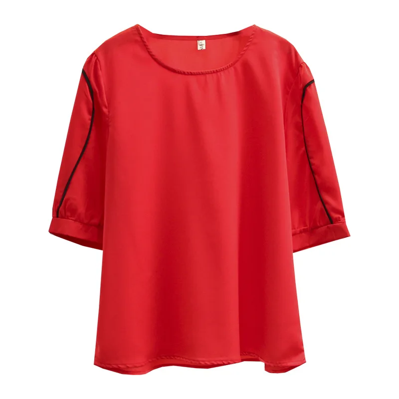 

Summer Blouse Women Clothes 2021 Casual Plus Size Tops Half Sleeve Chiffon O Neck Camiseta Mujer
