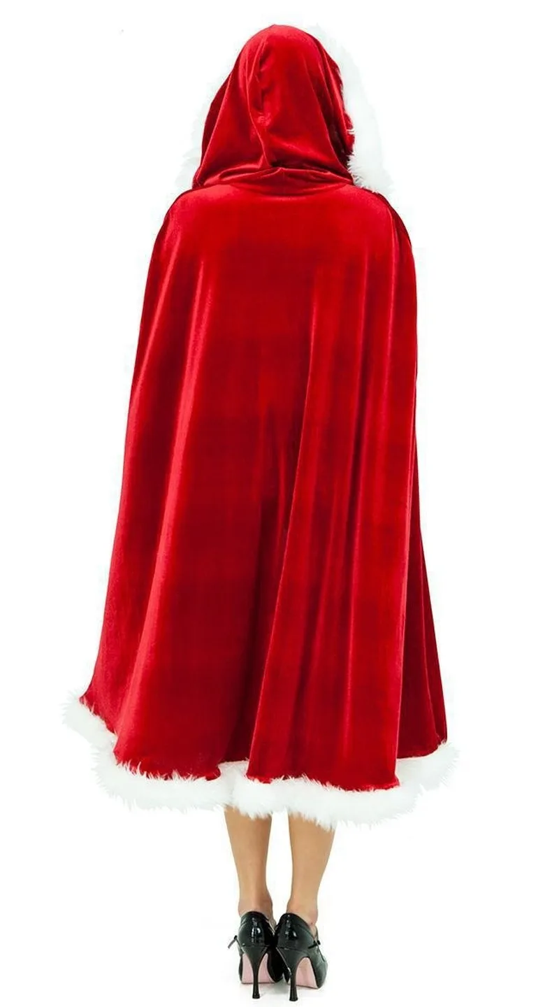 

Woman Festival Christmas New Year Xmas Red Cloak Coat Girls Halloween Cosplay Costume Princess Party Role Play Make Up Outfit