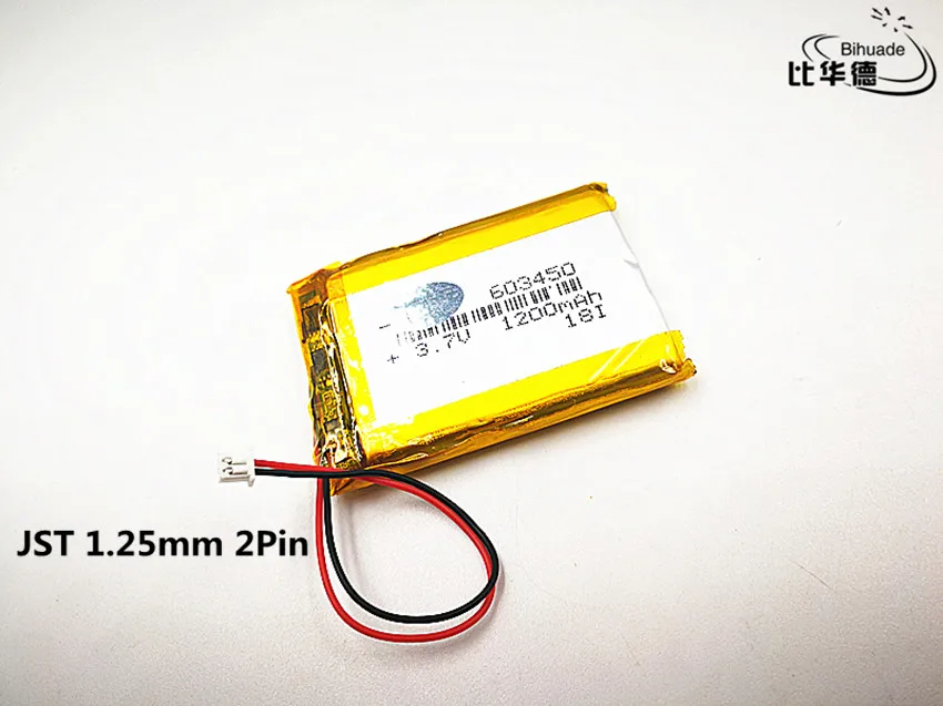 5 шт./лот JST 1 25 мм 2Pin хорошее качество 3 7 В 1200 мАч 603450 полимерный литий ионный/литий