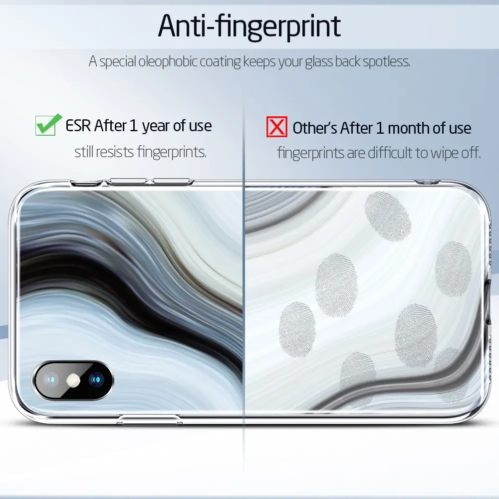 Чехол ESR из закаленного стекла с мраморным рисунком для задней панели IPhone X с полным покрытием, чехлы с закаленным стеклом для IPhone X