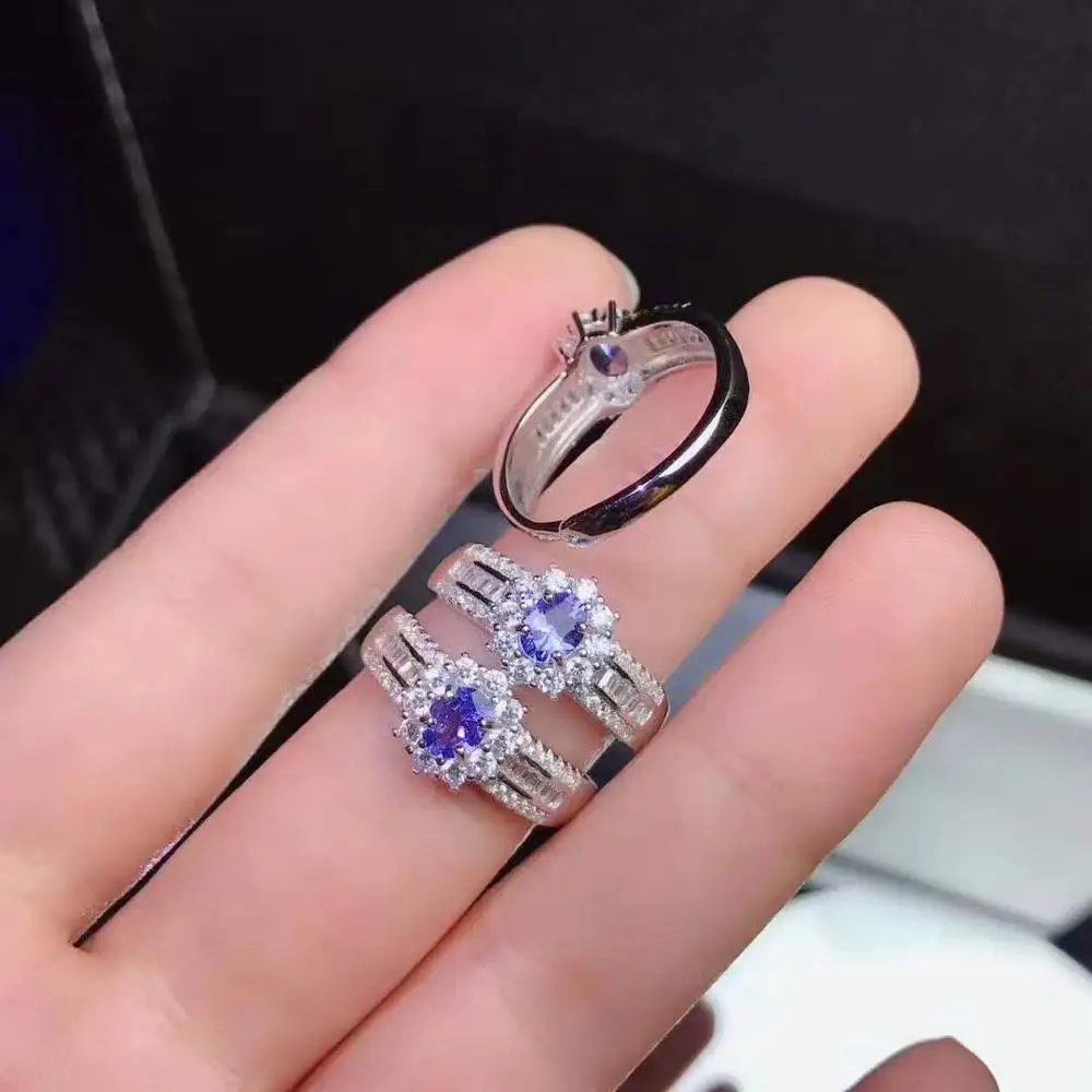 Натуральный и натуральный Танзанит Роскошные кольцо Бесплатная доставка