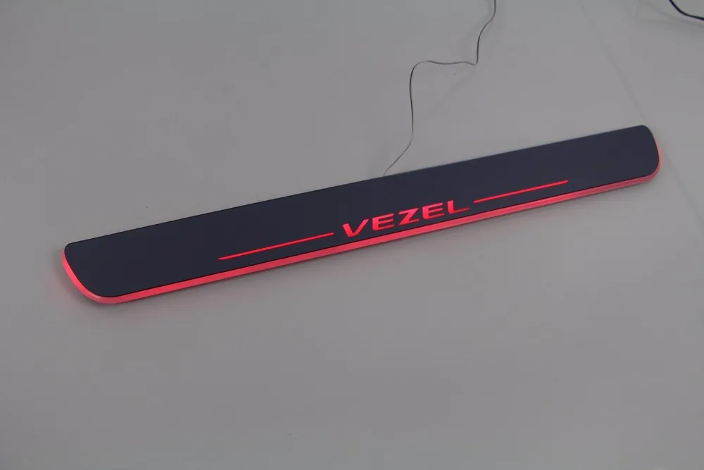 

Osmrk led moving door scuff for honda vezel dynamic door sill plate flat lining overlays guards flowing/fixed light
