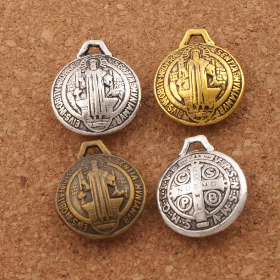 

3D Saint Benedict Medal Charms Michael the Protector 30PCS Zinc Alloy Bronze Cross Beads Pendants L1764