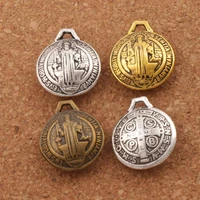 3d saint benedict medal charms michael the protector 30pcs zinc alloy bronze cross beads pendants l1764