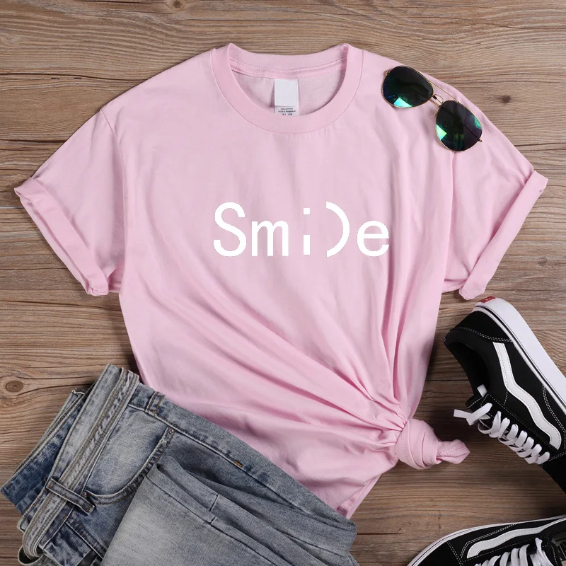 ONSME Smile Letters футболки женские летние 2019 новые свободные с круглым вырезом и