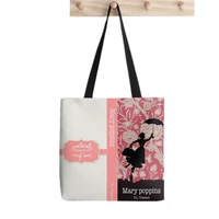 shopper romantic girl mary poppins painted tote bag women harajuku shopper handbag girl shoulder shopping bag lady canvas bag