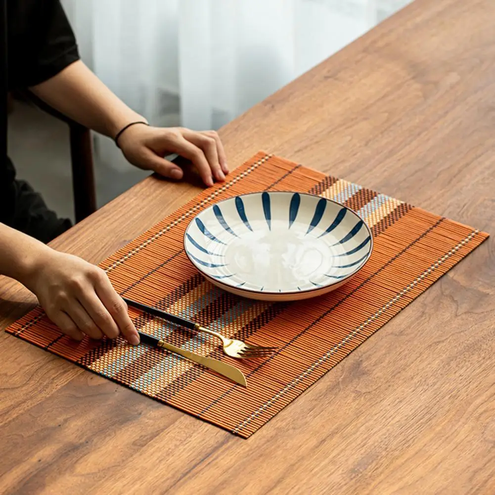 

Northern Europe Bamboo Placemat Anti-scalding Waterproof Multifunctional Eco-Friendly Non-Slip Table Mats Decor for Kitchen Mat