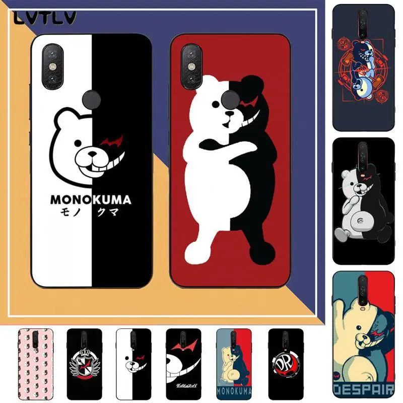 LVTLV Cute Kumamon Danganronpa Monokuma мягкая черная искусственная кожа для RedMi note 9 4 5 6 7 5a 8 pro max 4X 5A