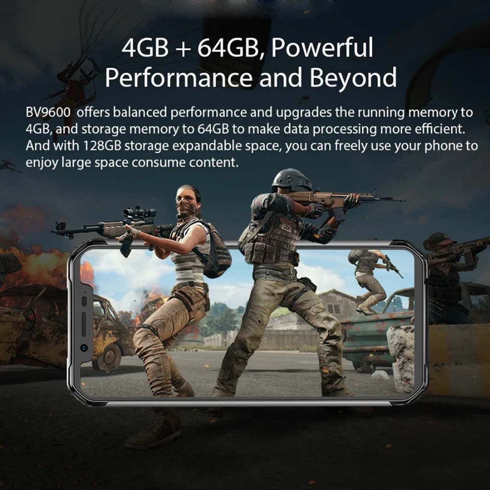 Blackview BV9600 водонепроницаемый мобильный телефон Helio P70 Android 9,0 4 Гб ОЗУ 64 Гб ПЗУ 6,2" 19:9 AMOLED 5580 мАч прочный смартфон