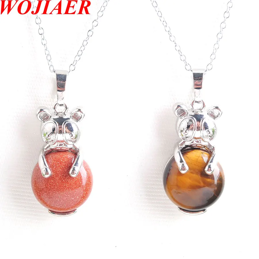 Милые бусины WOJIAER из натурального камня в форме животных 5 шт./лот ожерелье с