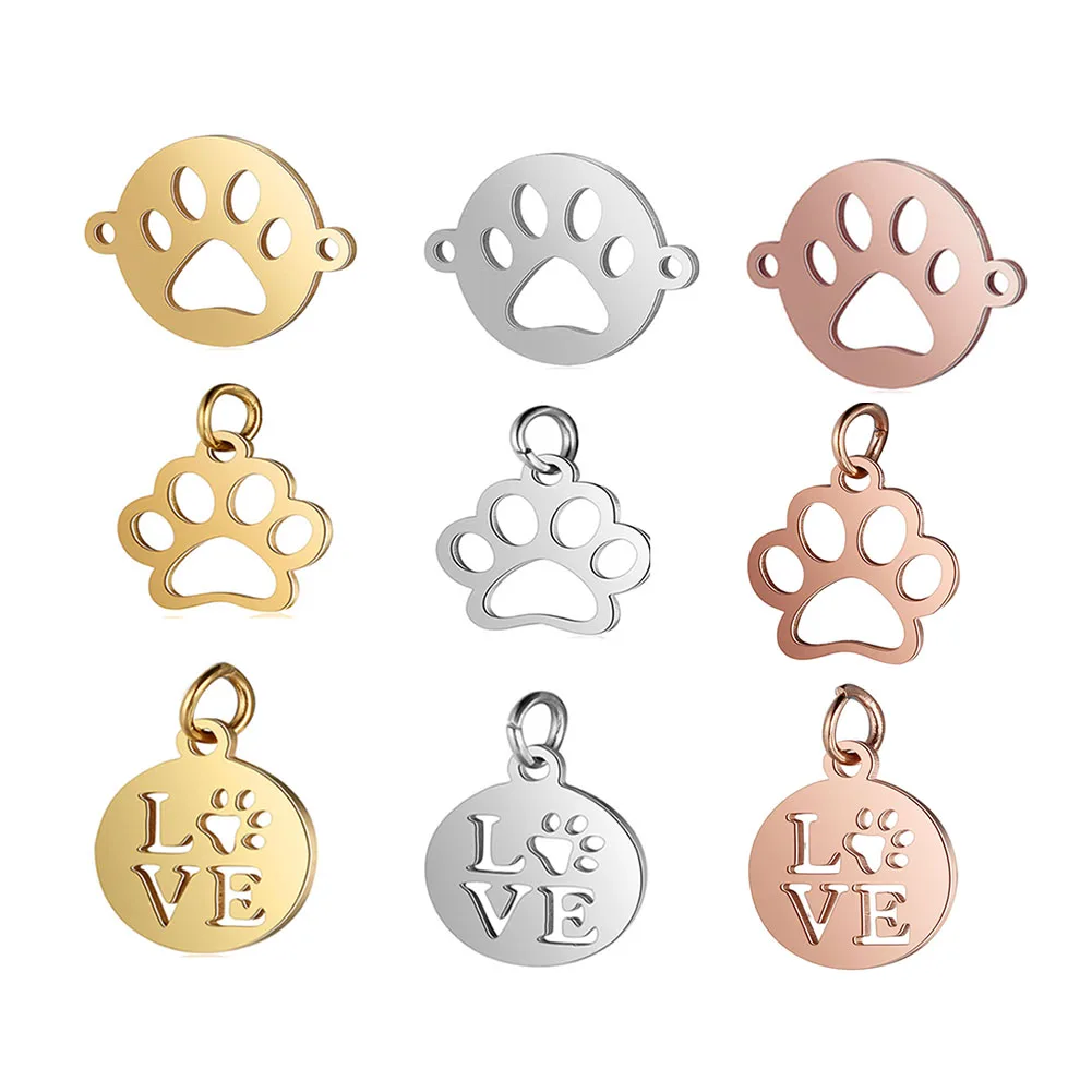 5 шт./лот нержавеющая сталь полые следы животных Шарм Разъемы для бижутерии