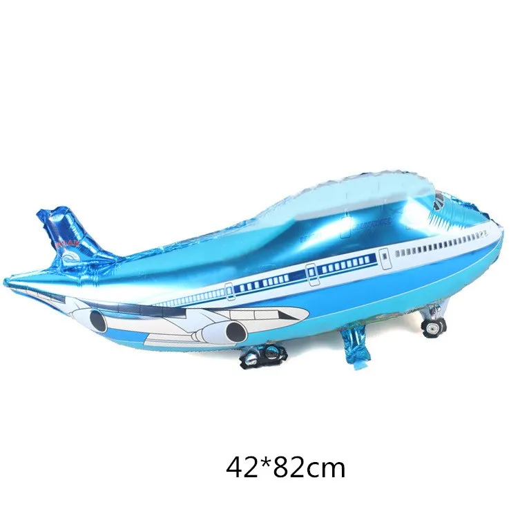 blue plane DIY Мультяшные автомобильные воздушные шары пожарная машина поезд Фольга шар скорая помощь Globos детские подарки День Рождения украшения Детские шары - Цвет: blue plane