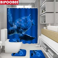 Ocean Sea Turtle 3d Shower Curtains Waterproof Polyester Bathroom Curtain Bath Mats Non Slip Carpet Toilet Cover Rug Home Decor