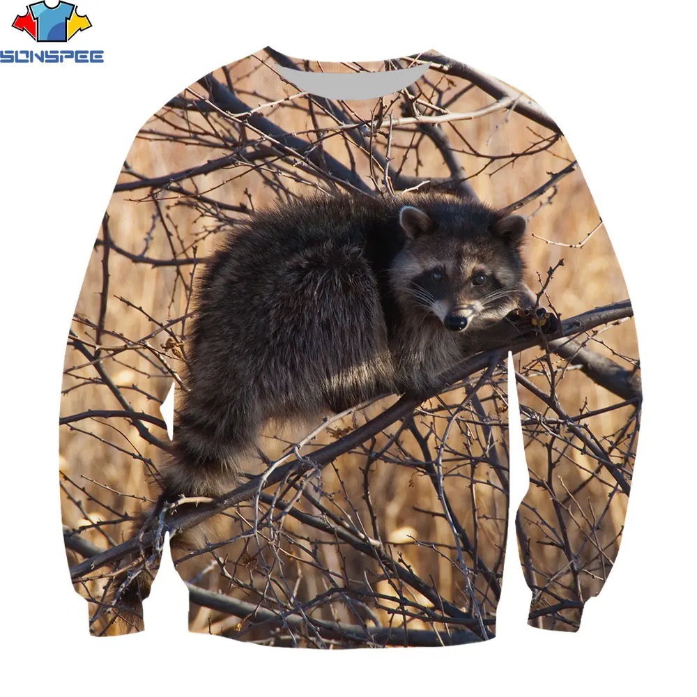 

Свитшот SONSPEE Kawaii Procyon Lotor I hate people in the morning Street, Свитшот оверсайз, одежда с забавным принтом животных