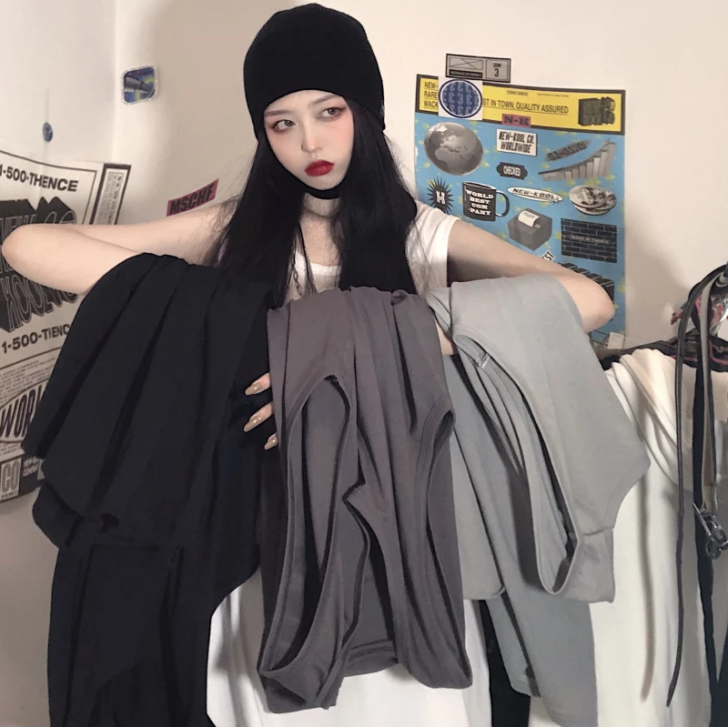 

Женская футболка в стиле Ins Super Fire, однотонная свободная футболка в Корейском стиле ретро, топ без рукавов в стиле хип-хоп, 2020