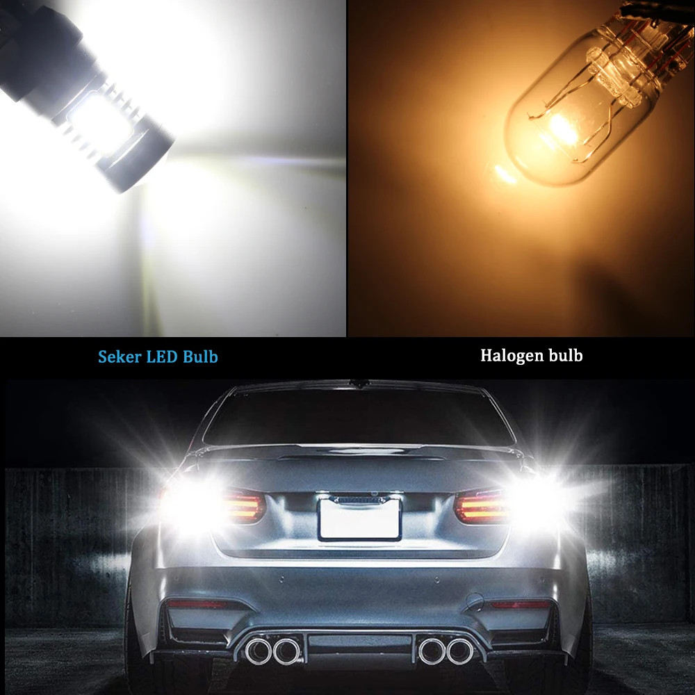 

LASFIS 2Pcs LED T20 7443 SRCK W21/5W LED Bulb Canbus Car DRL Daytime Driving Light Brake Reverse Tail Lamp 1400LM White No Error