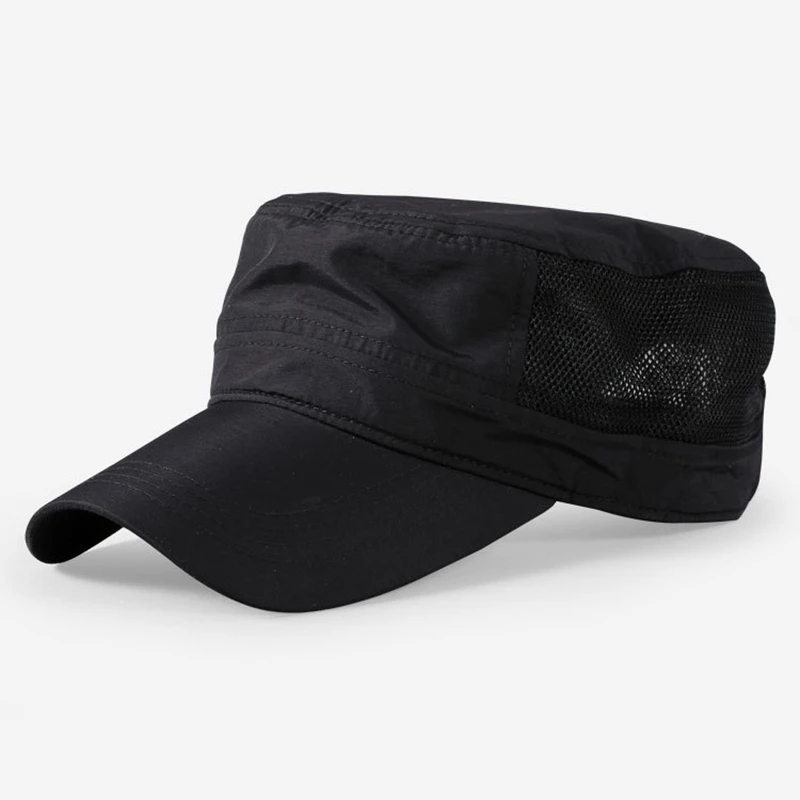 

Long Brim Sun Hat Adult Summer Outdoors Dry Quick Mesh Army Flat Top Hat Men Women Big Size Navy Baseball Cap 56-60cm 60-65cm