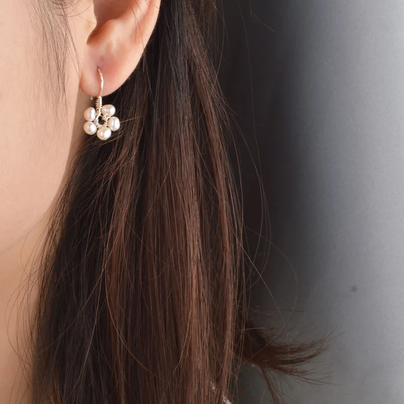 Женские серьги из серебра с натуральным пресноводным жемчугом | Украшения и