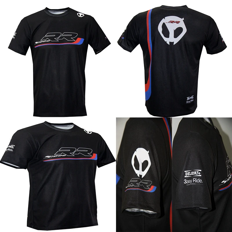 

For BMW RR S1000 Motorcycle Motorrad Team Motorsport Superbike Racing Black T-Shirt Men's Short Quick Dry Summer Jersey