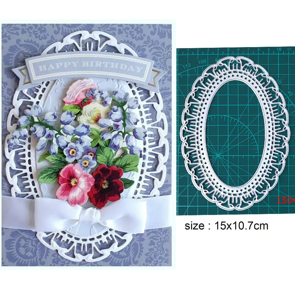 

Oval Circle Branches Morning Glory Leaf Metal Cutting Dies Lace Frame Craft Dies Scrapbooking Stencil Paper Card Decor Die Cuts