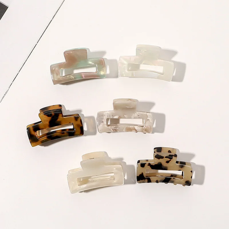 

Fashion Women Acetate Hair Claws Crab Clamps Charm Solid Color Leopard Lady Small Size Hair Clips Headdress Hair Styling Tool