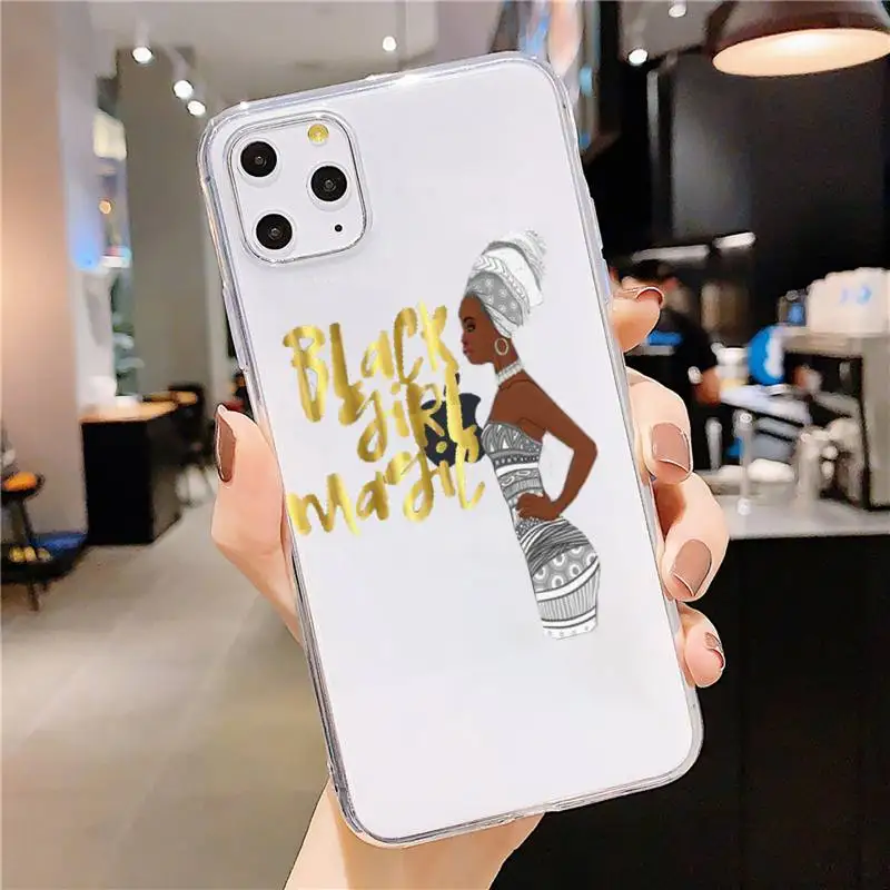 

2bunz Melanin Poppin black girl magic Phone Case Transparent soft For iphone 5 5s 5c se 6 6s 7 8 11 12 plus mini x xs xr pro max