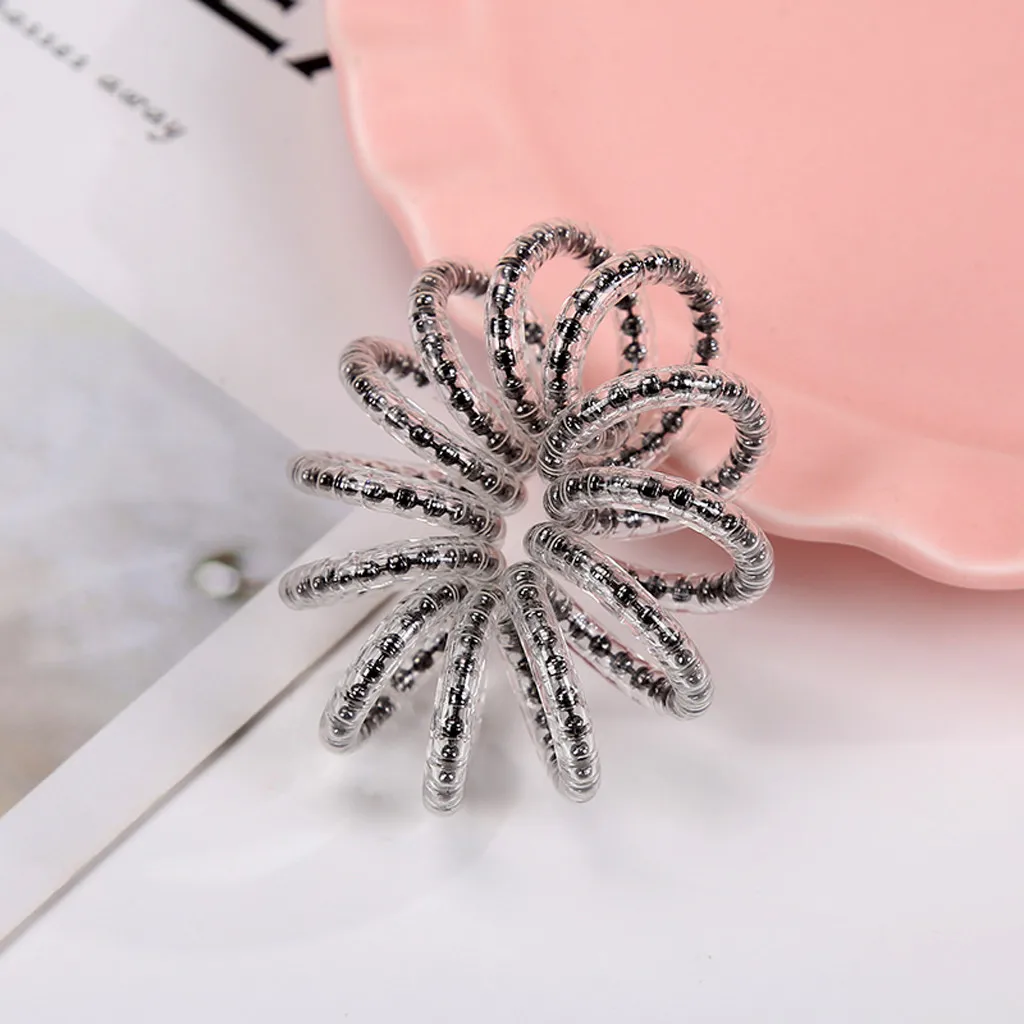 

6/10Pcs Set Women Colorful Elastic Hair Ring Plastic Rubber Telephone Cord Wire No Crease Hair Ties Scrunchies Hair Ring Band