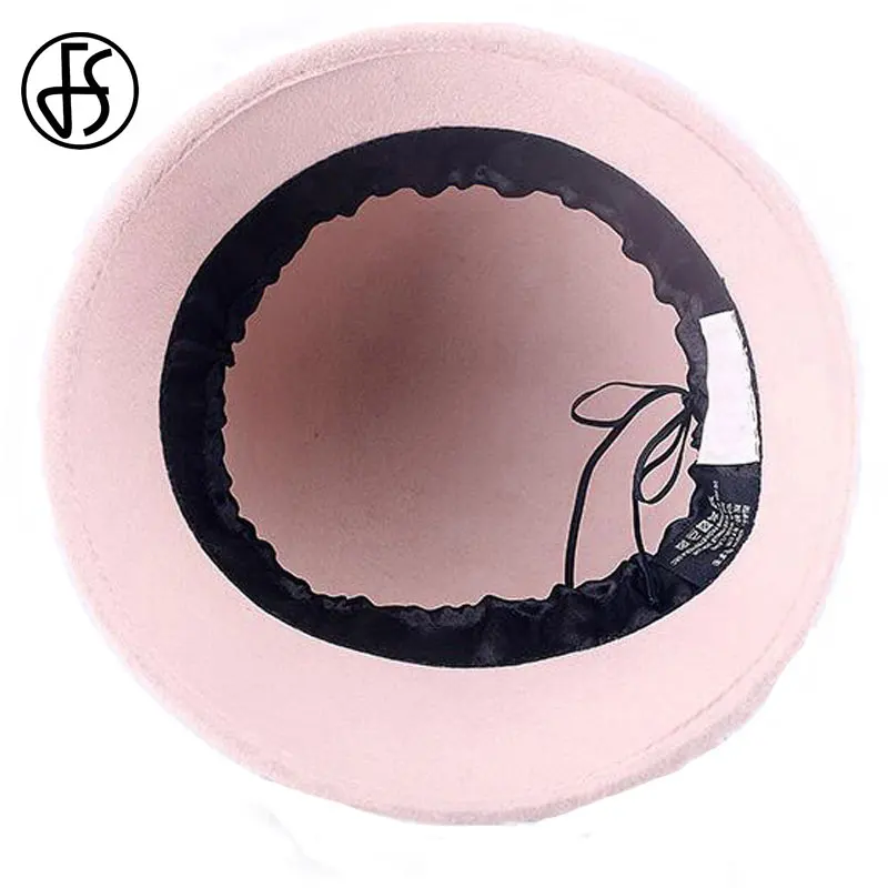 Женская свадебная шляпа FS элегантная розовая фетровая с широкими полями