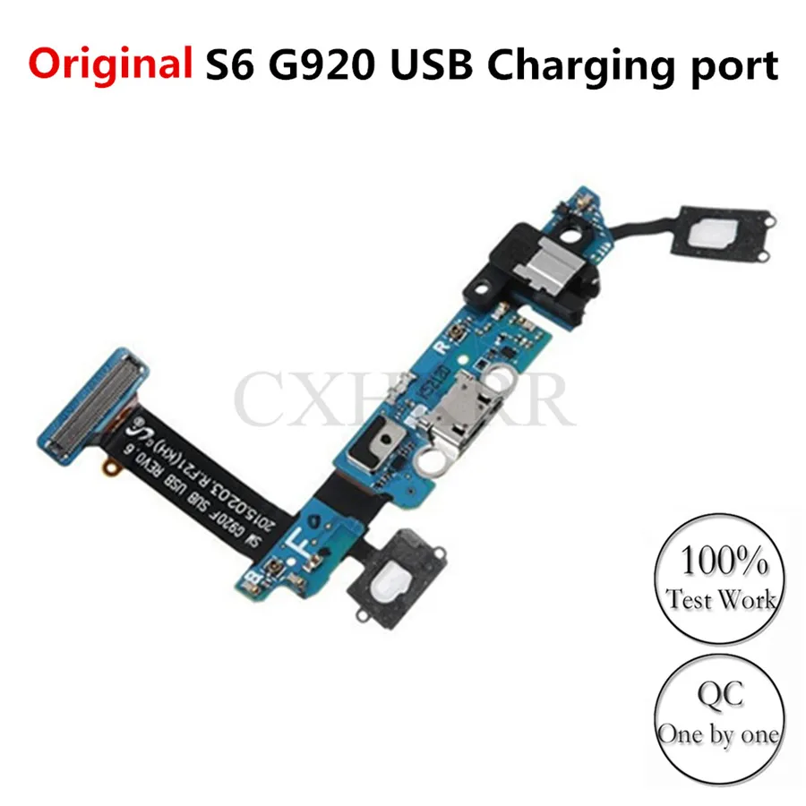 

CXHKRR100% Original phone flex cable for Samsung Galaxy S6 G920 G920F USB charging charger connector dock port plug flex cable