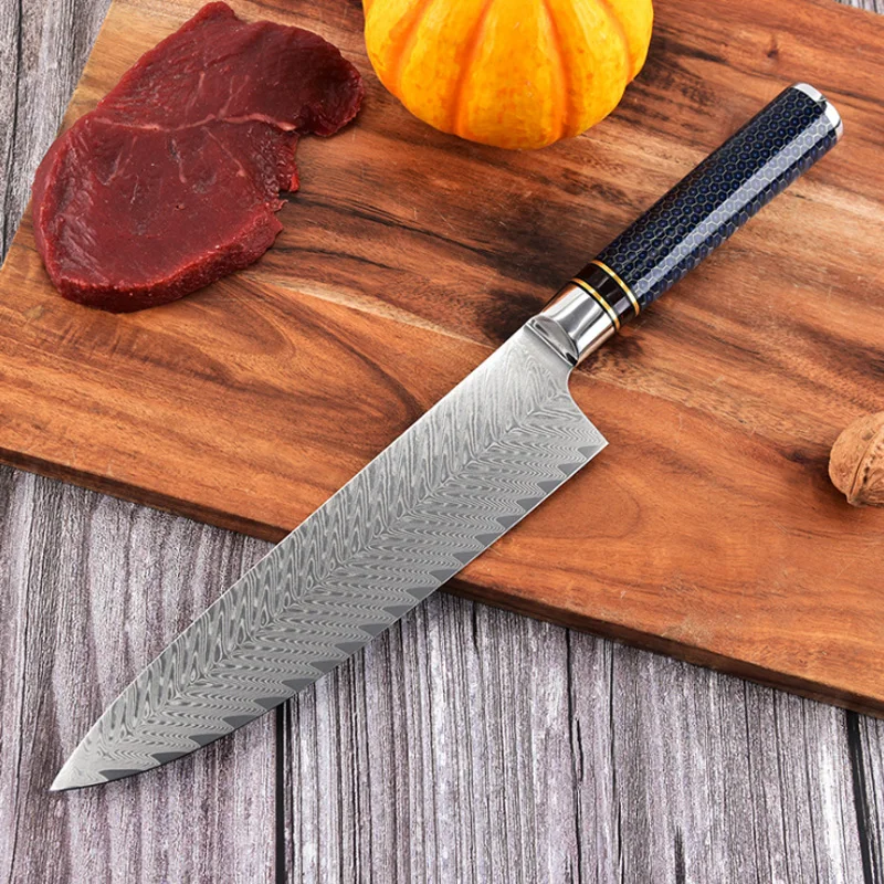 

LUOKESI fish bone pattern Damascus VG10 kitchen knife household kitchen knife cooking knife 8 inch chef knife