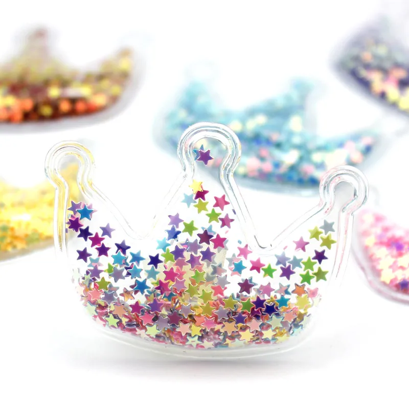 10 шт. ПВХ Звезда Корона Микки Прозрачный Bling bling Сердце течет аппликации для детей BB клип и DIY головные уборы аксессуары