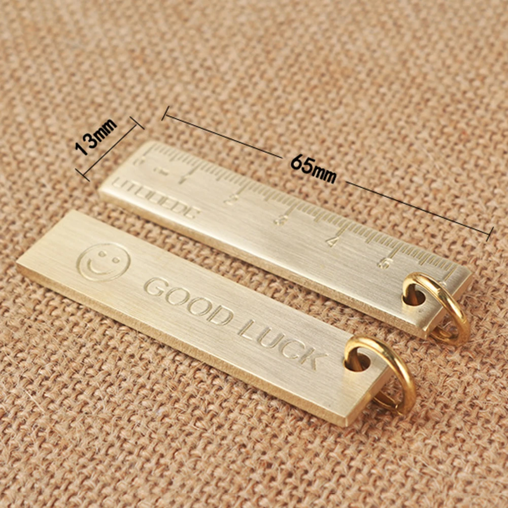 

Retro 0-6cm Mini Copper Key Pendant Ruler Portable Drawing Keychain Office Template Stationery Small Copper Ruler