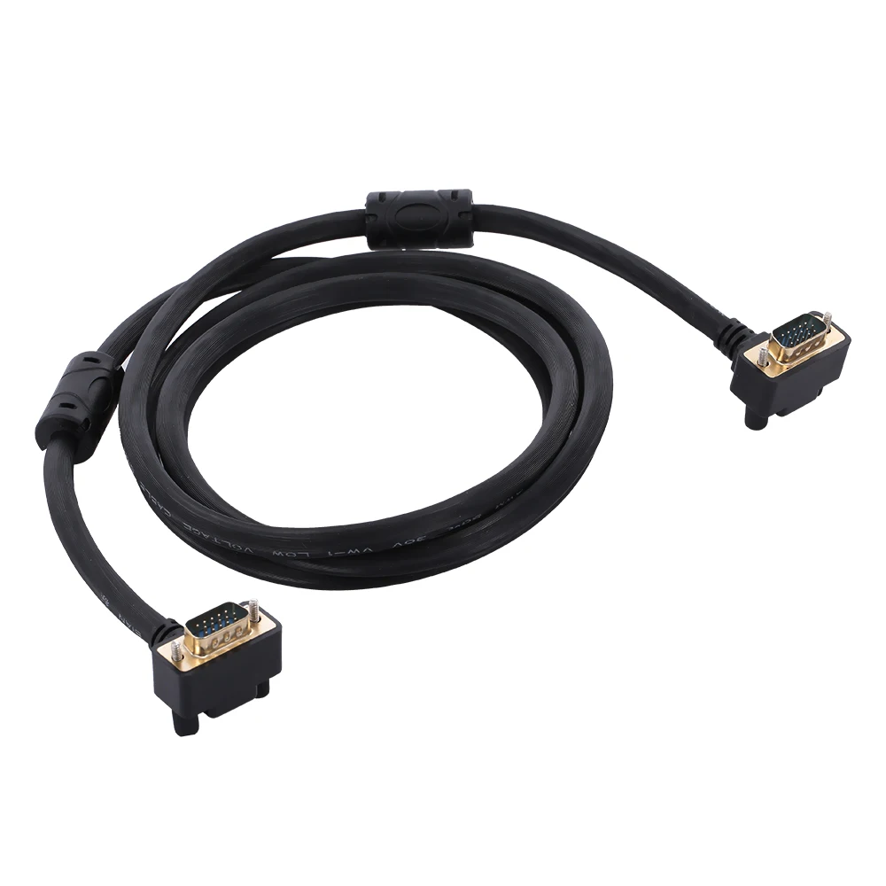 Кабель для монитора проектора VGA 3 + 9 RGB 15pin штекер-штекер 90 градусов вниз угловой