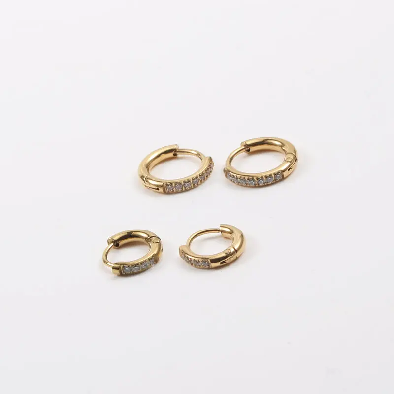 

Waterproof & Tarnish Free Minimalist PVD Mini Zircon Hoop Earring Stainless Steel Jewelry