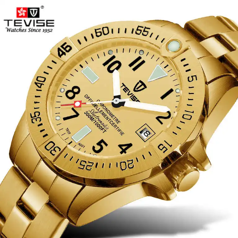 Мужские автоматические механические часы TEVISE мужские золотые деловые наручные