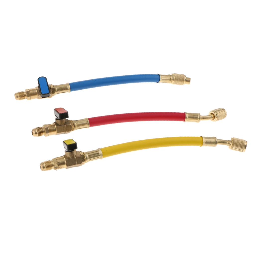 3 шт. Зарядные шланги 1/4 &quotSAE 800PSI с запорным шаровым клапаном HVAC R410a R22 R134|Детали для
