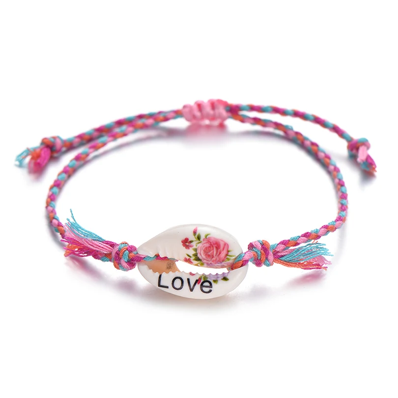 rose pink blue Pipitree морской корпус браслет с подвесками ручная работа богемный принт веревка плетеные браслеты для женщин мужчин и детей украшения в стиле бохо подарок - Окраска металла: rose pink blue