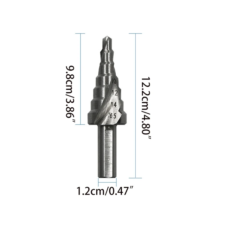 

4-16.5mm Triangle Shank Step Drill Spiral Drill Tool Multiple Hole Metals Platic Wood Cone Drill Bits Opener Sanding
