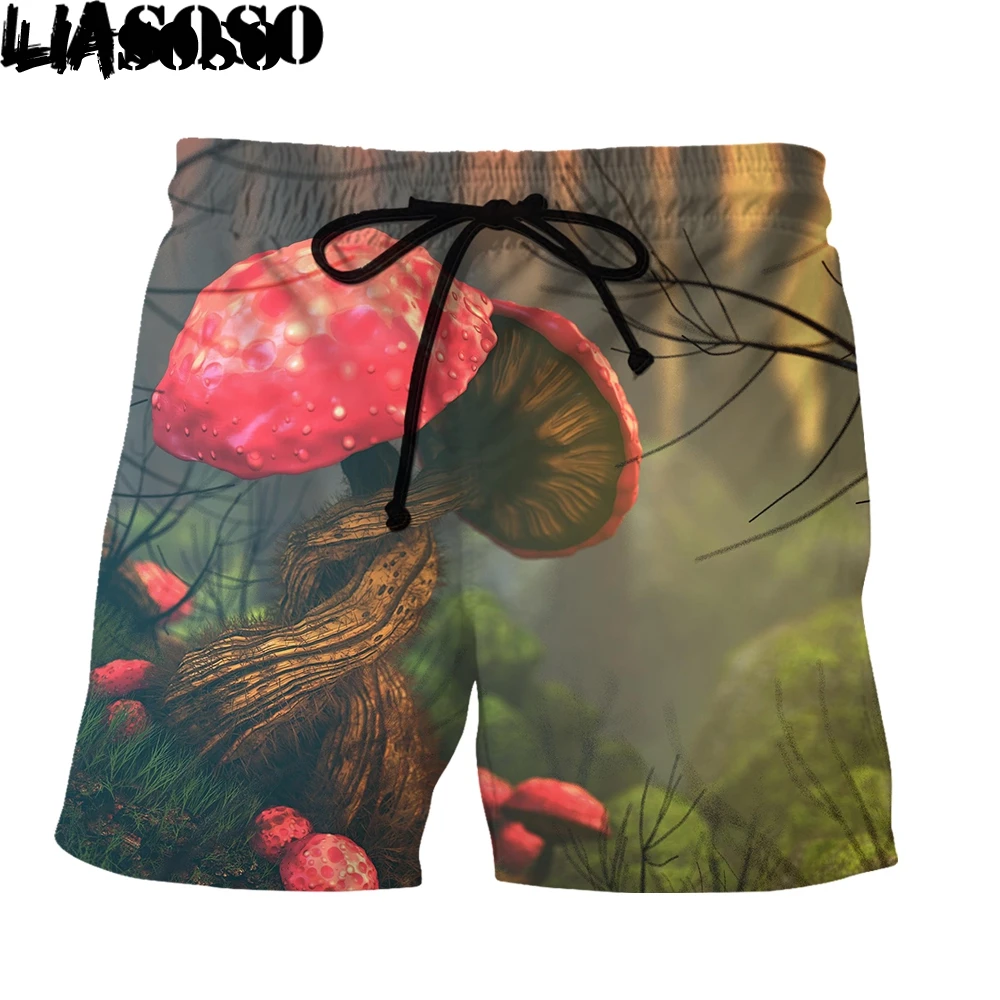 

LIASOSO Mushroom Food 3D Printing Men Women New Pants Beach Sweatpants Shorts Fashion Casual Mushroom Varieties Oversize Casual