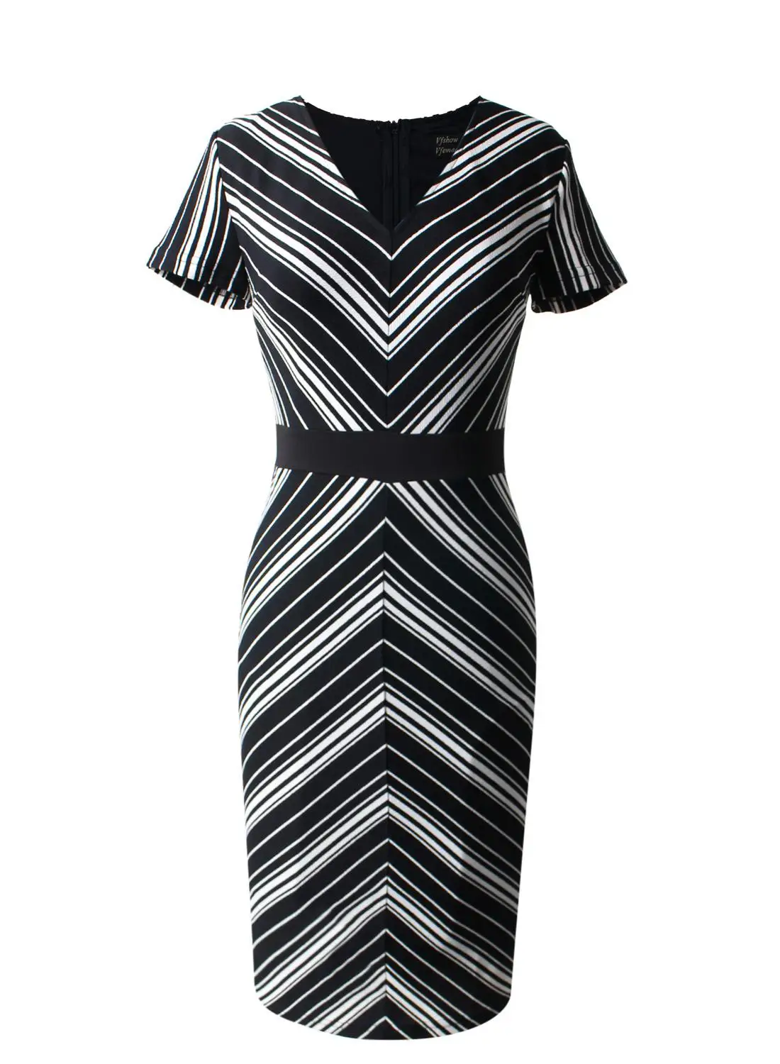 Женское винтажное платье Vfemage облегающее платье-футляр в полоску с рюшами